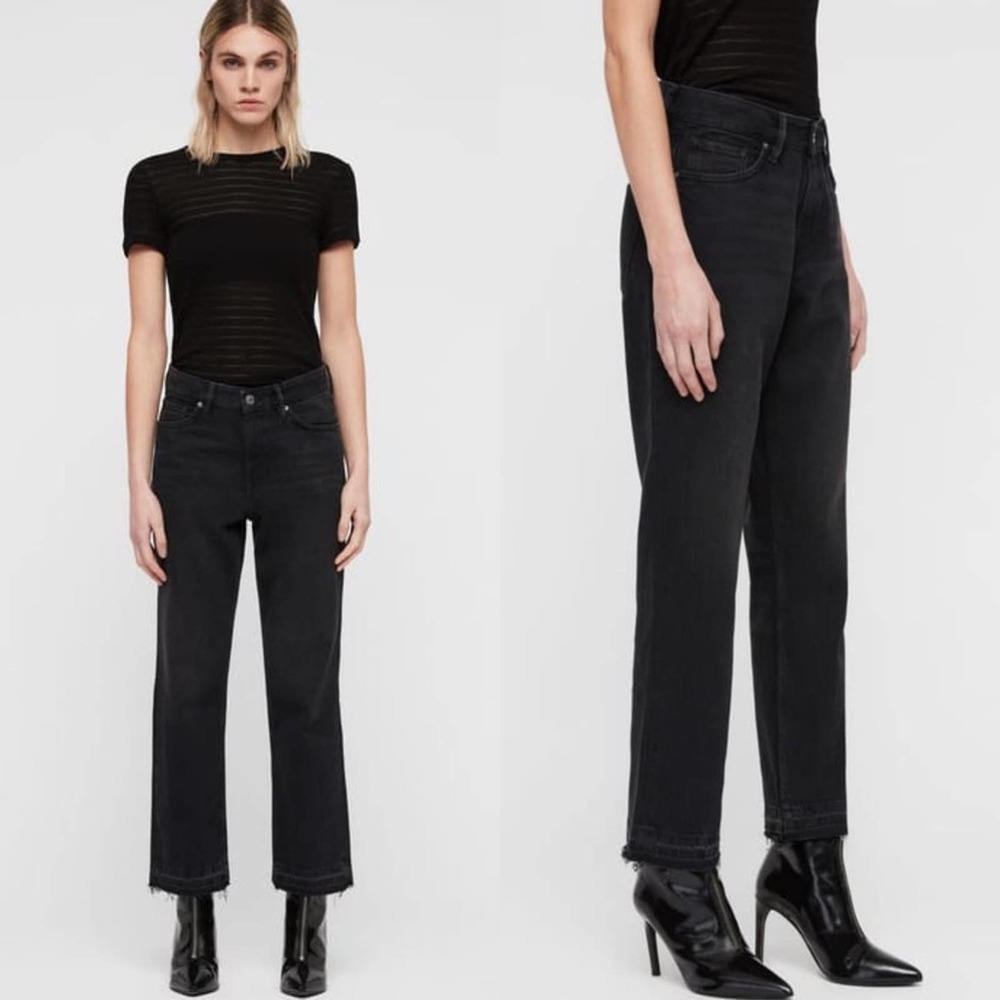 All Saints Charcoal Black Ava Straight Leg Jeans Womens Size 28
